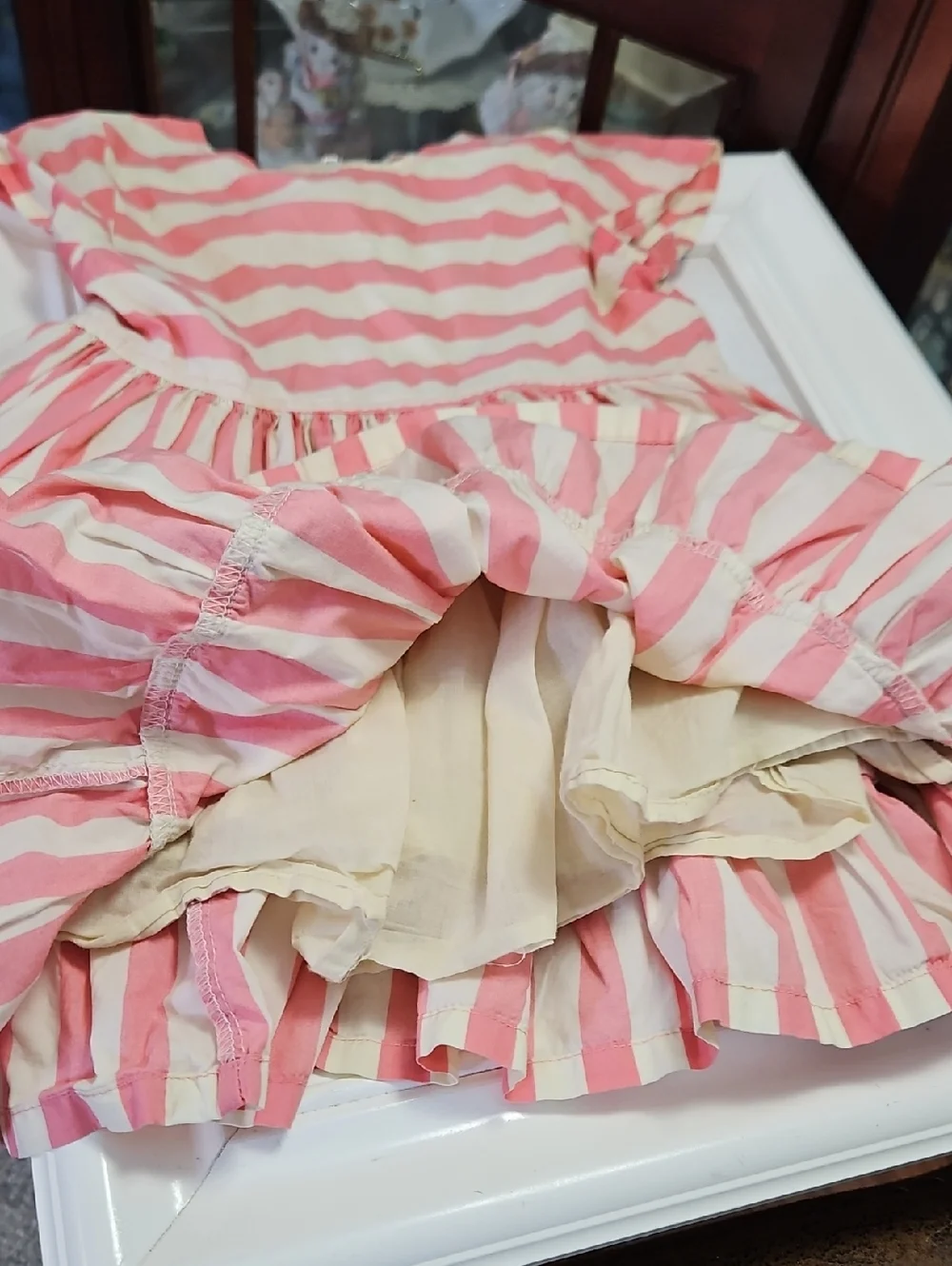 Pink Chicken Girls Pink and Cream Striped Cotton Dress 3T